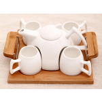 White porcelain tea pot & tea cup set