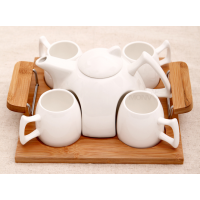 White porcelain tea pot & tea cup set